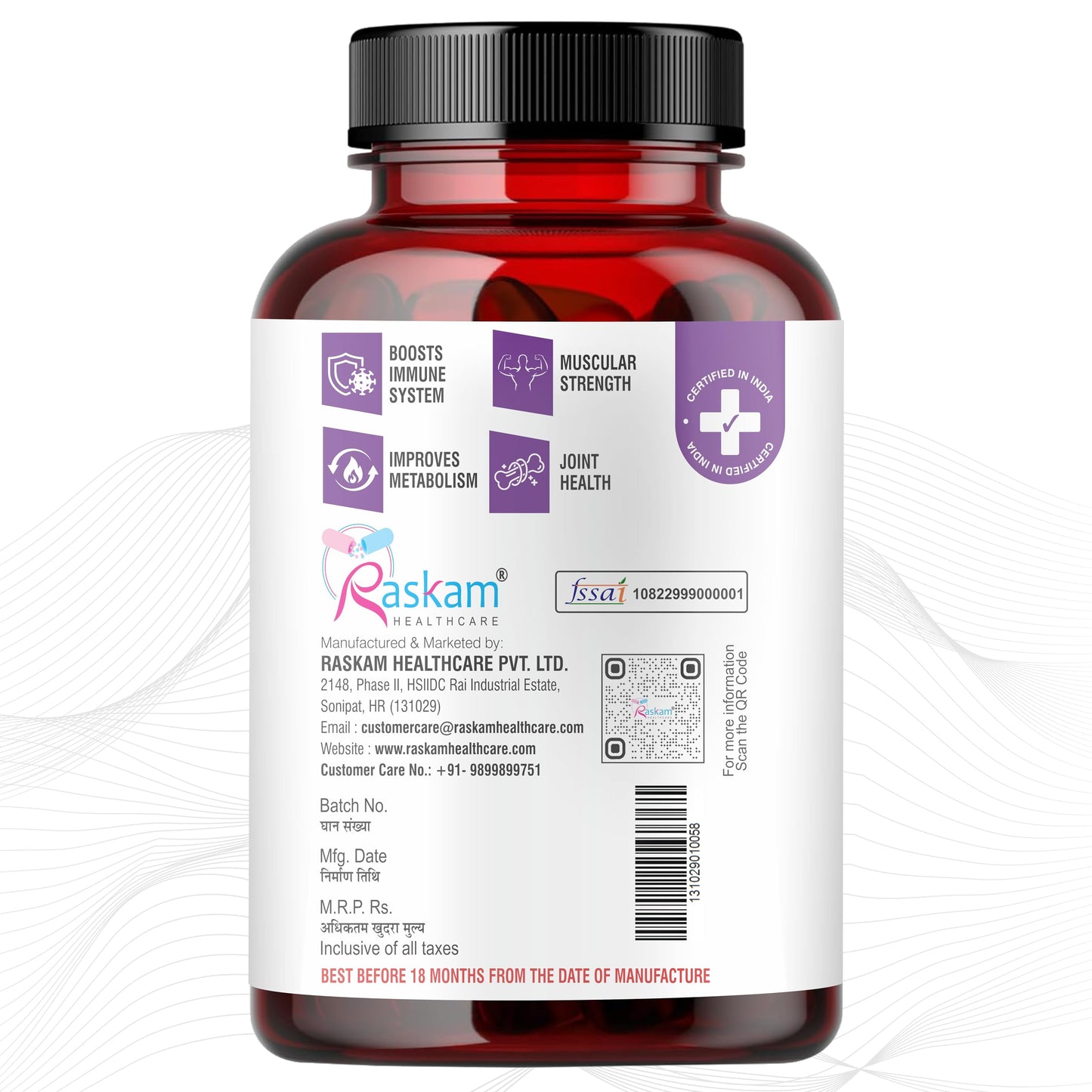 Raskam Black Ginger Capsules, 60 Veg Capsules Each, Improves Circulation, Boosts Energy with Powerful Antioxidants (Pack of 2)
