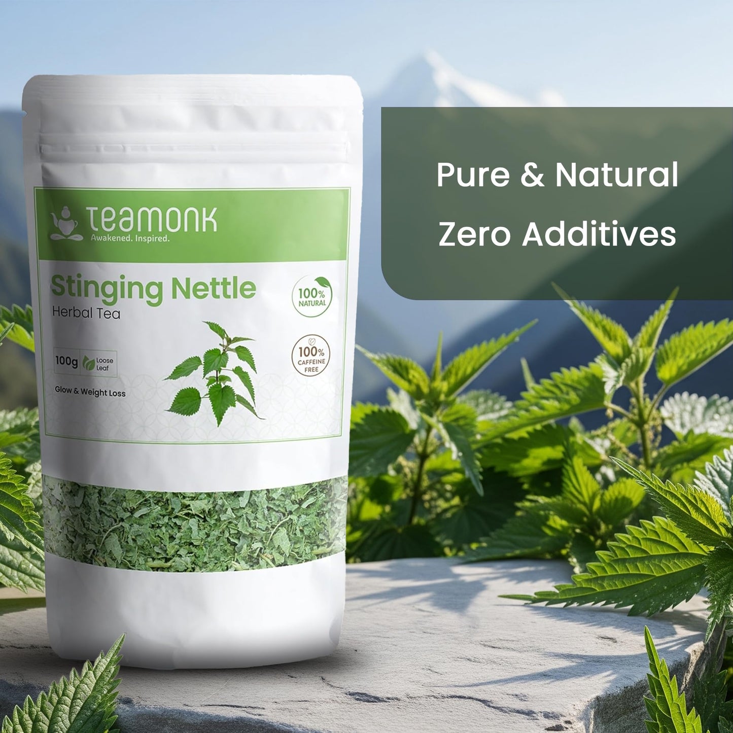 Teamonk Stinging Nettle Leaf Tea (100g) | Loose Leaves, Caffeine-Free, Herbal Tea For Weight Loss | Rich in Nutrients & Antioxidants, Supports Blood Pressure Management & Immunity Boost | Detox