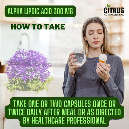 CITRUS NUTRACEUTICAL Alpha Lipoic Acid 300 mg, Glucose metabolism, Support Liver, Skin, Brain, Nervous System Health- 60 Capsules