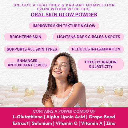 Revaya Skin Reset Plant Based L-Glutathione for Skin Glow, Pigmentation & Dark Spots | Sugar Free, With L-Glutathione Supplement, Vitamin C, Grape Seed Extract | Helps in Skin Brightening, Detox & Collagen Booster | 15 Sachets Strawberry Flavour