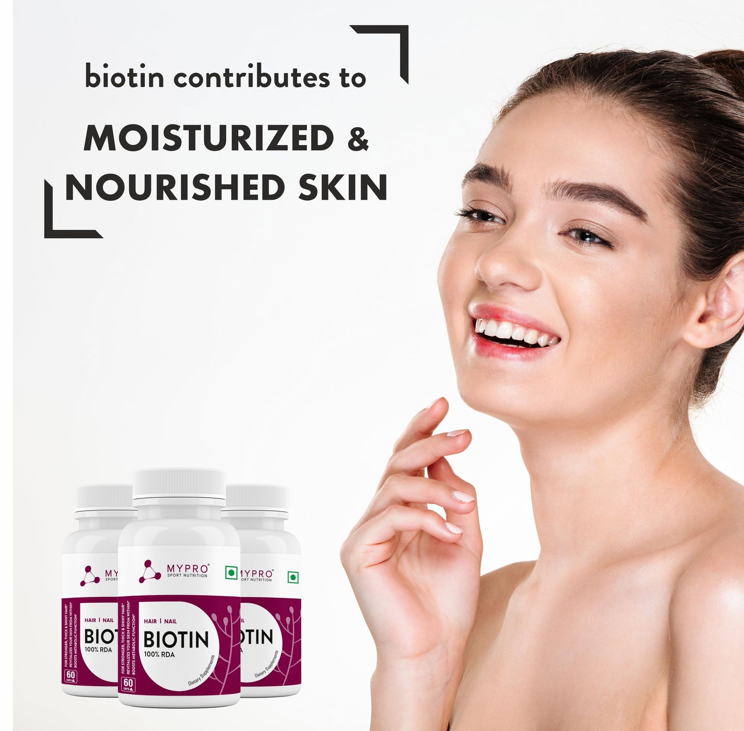Mypro Sport Nutrition Biotin | Beauty Capsules | Promotes Healthy Hair | Skin & Nails |Helps Support Energy Metabolism | Helps Convert Food Into Energy For Men And Women -60 Capsules