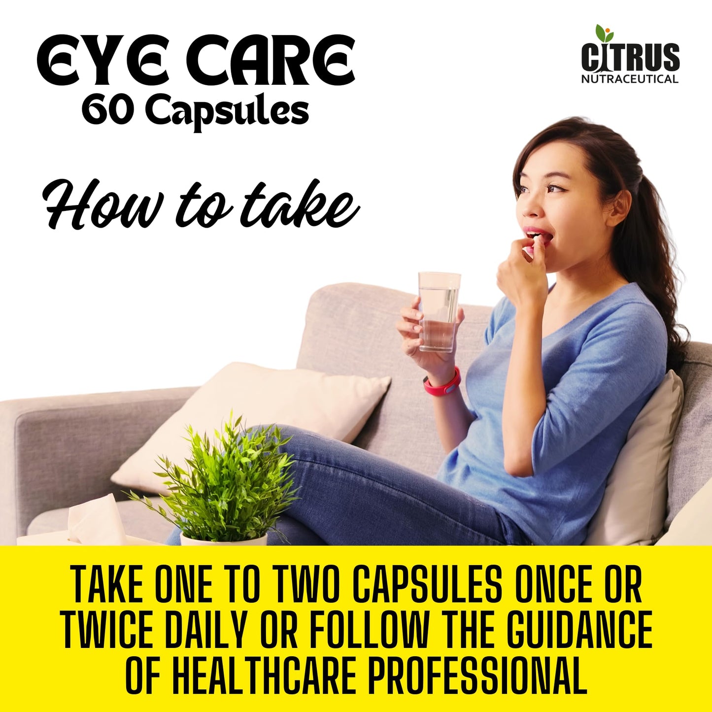 CITRUS NUTRACEUTICAL Eye Care Supplement| Lutein, Astaxanthin, Zeaxanthin, Bilberry extract & Vitamins| For healthy eye & vision | 60 Veg Capsules