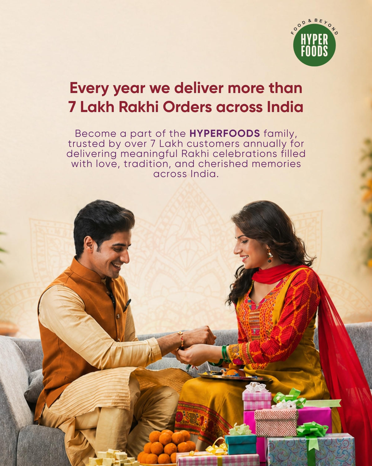 HyperFoods® Rakhi with Chocolates Gift for Brother Cookies and Creme Almonds 90 Grams Chocolate Gift Pack Rakhi for Brother with Chocolates Pink Sky Rakhis with Roli and Rice Chocolate Gift