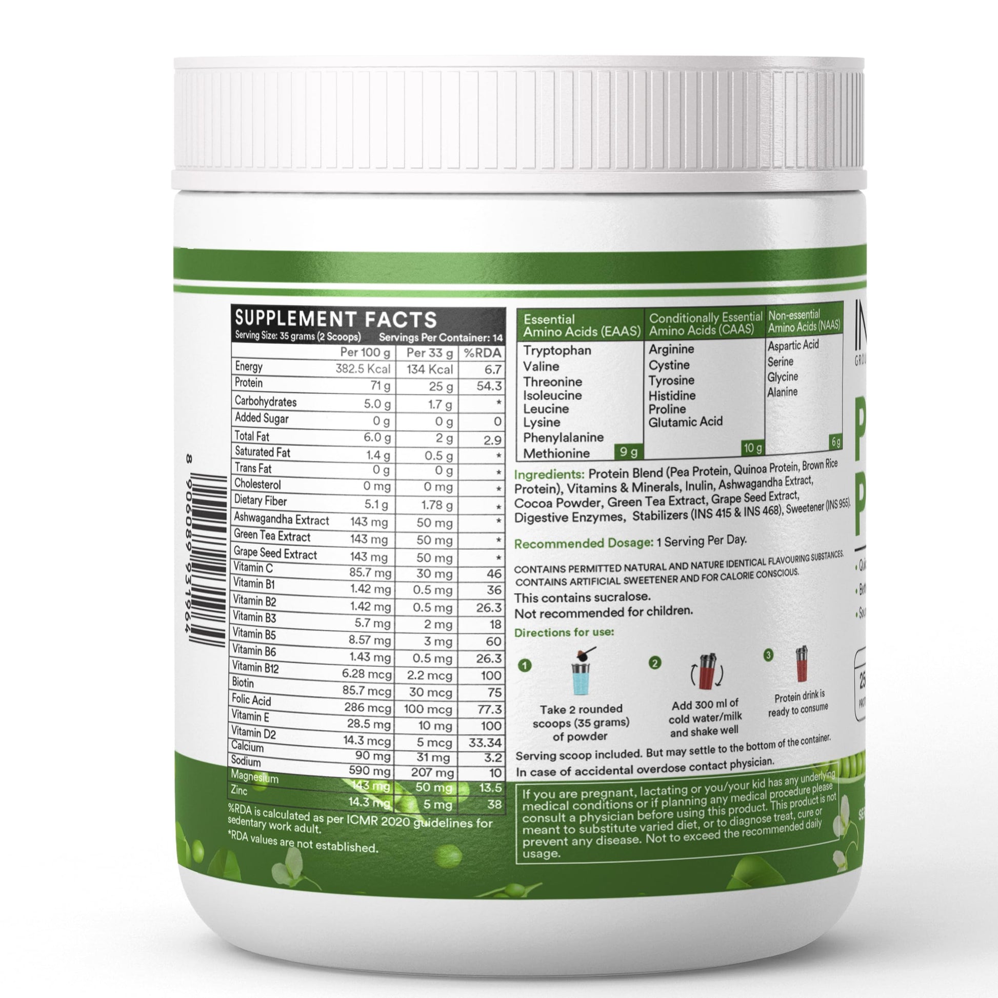 INLIFE Plant Protein Powder - Pea, Quinoa & Brown Rice - 25g Protein -- image 3