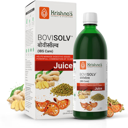 Krishna’s Bovisolv Juice 1000 ml | IBS-Friendly | Digestive Wellness Drink | Ayurvedic Liquid for Sensitive Gut Lifestyle