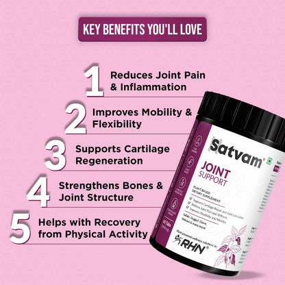 SATVAM Joint Support (60 Tabs) | For Joint Pain Relief, Mobility Support & Healthy Cartilage