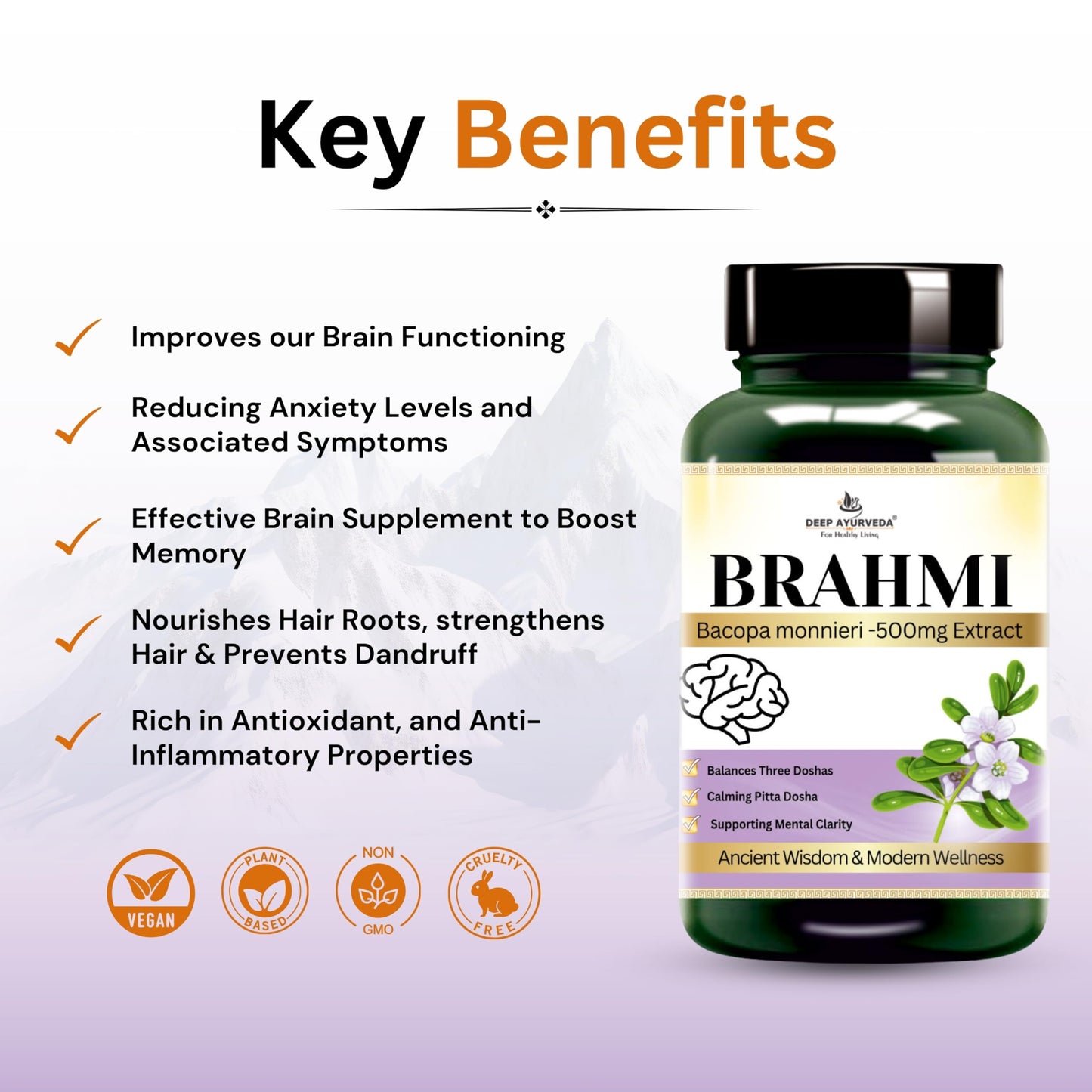 Deep Ayurveda Brahmi Vegan Capsules