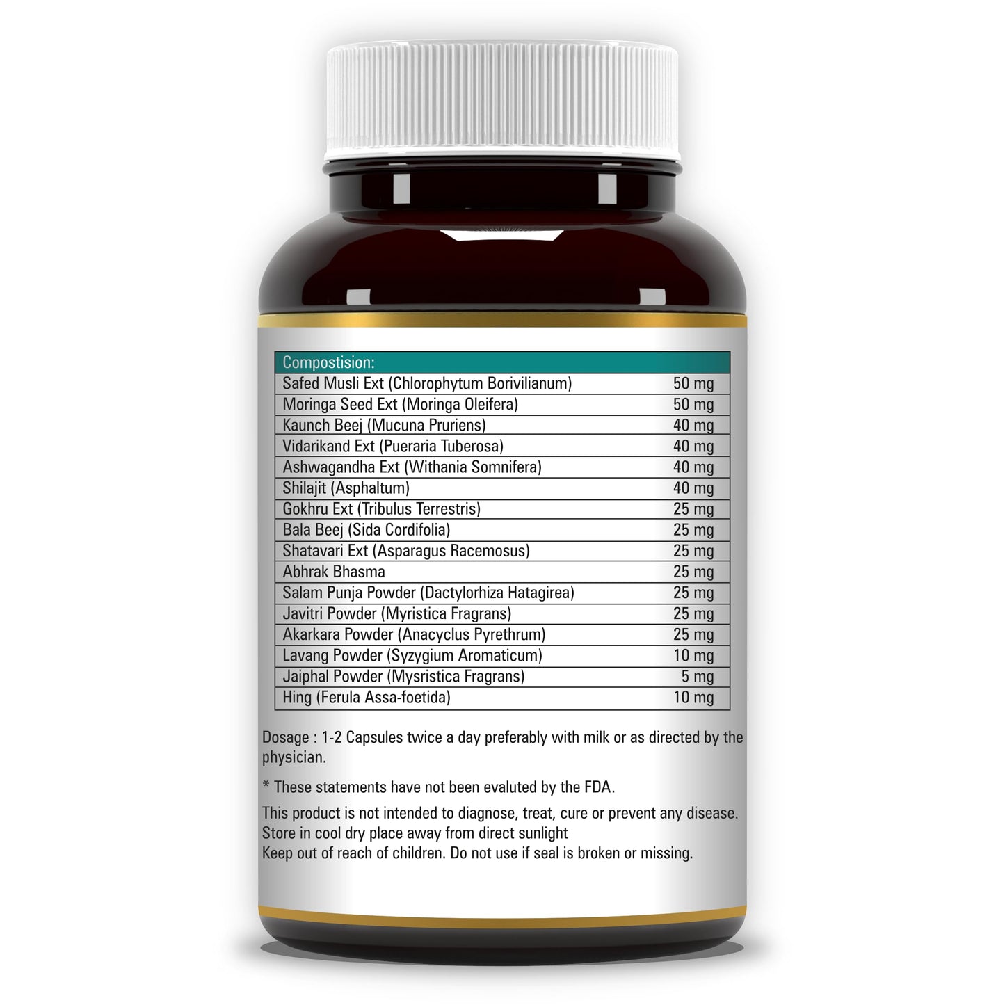Shudh Kaama Power with Original Shilajit/Shilajeet, Gokhru, Ashwagandha & Safed Musli for Strength, Stamina, Energy and Muscle Gain – (Pack of 2) 60 Capsules