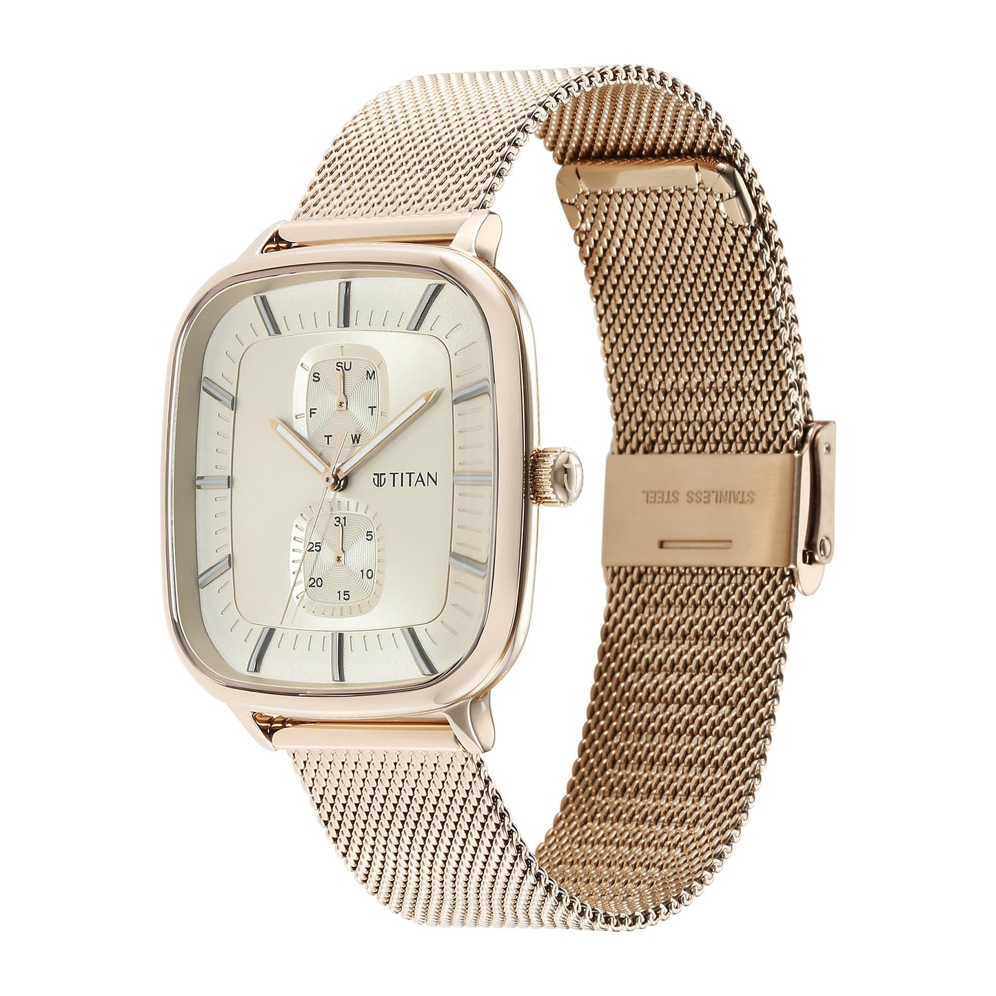 Titan Avant Garde Quartz Multifunction Champagne Gold Dial Champagne Go- image 4