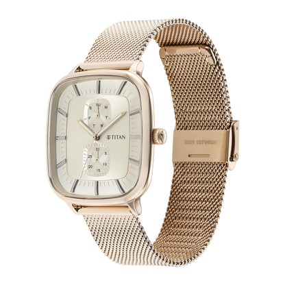 Titan Avant Garde Quartz Multifunction Champagne Gold Dial Champagne Go- image 4