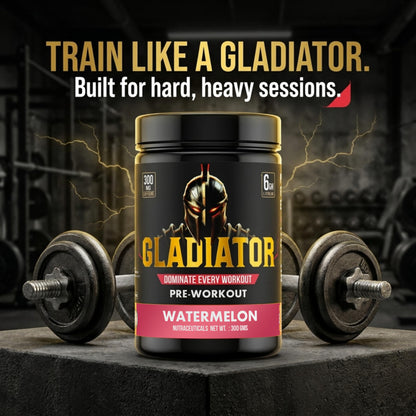 BEN Gladiator Pre-Workout 300 gm Watermelon |300 mg Natural CAFFEINE|EXTREME Pre Workout|6 gm L-Citrulline|Lazer Focus& INSANE pumps