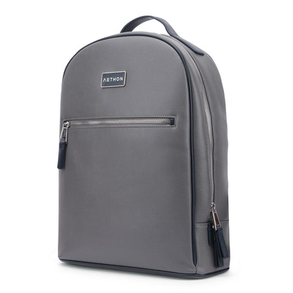AETHON | Apex Backpack | 14-inch Shoulder Bag | PU Leather | Shape Resistant, Separate Laptop Compartment | Luggage Sleeve | Grey