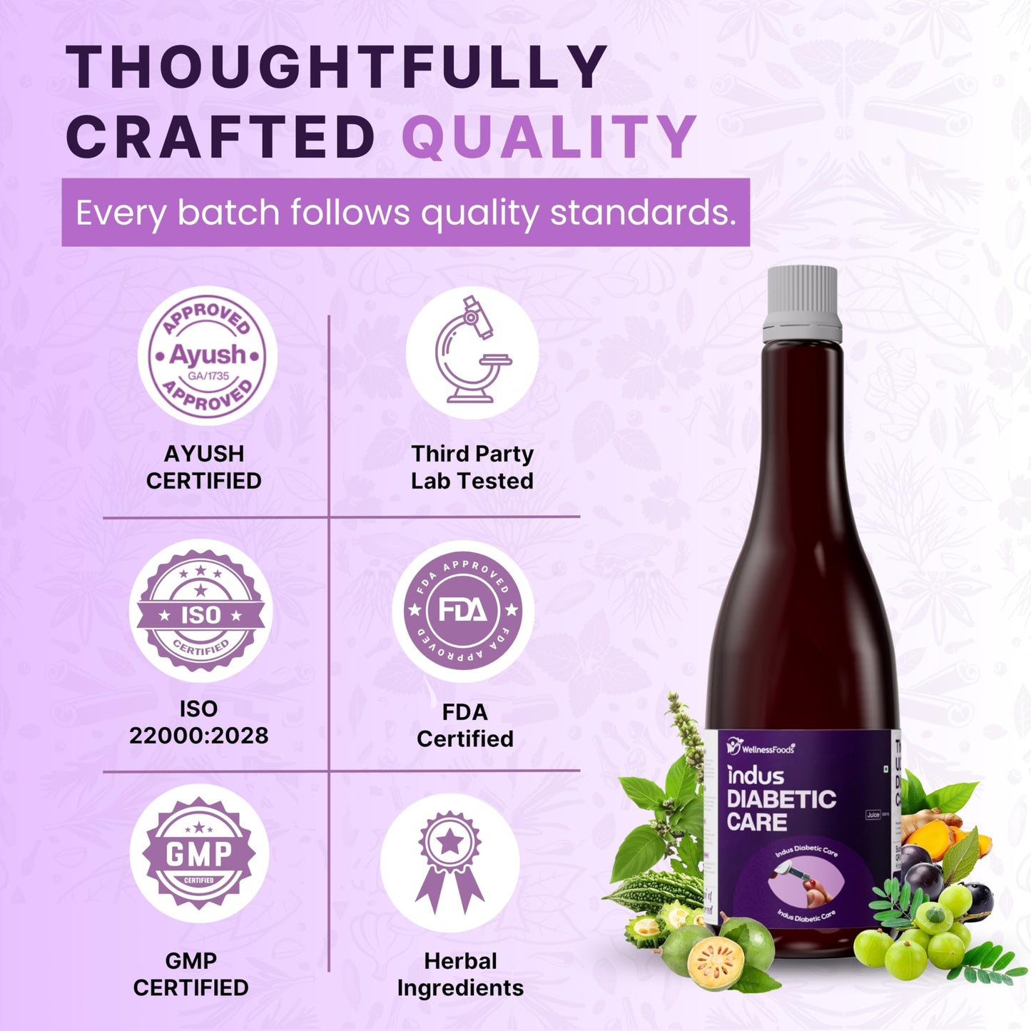 Indus Diabetic Care Juice 500ML | Ayurvedic Diabetes Support | Helps Maintain Healthy Sugar Levels | Reduces Cravings | Boosts Metabolism & Energy | 100% Herbal | No Added Sugar