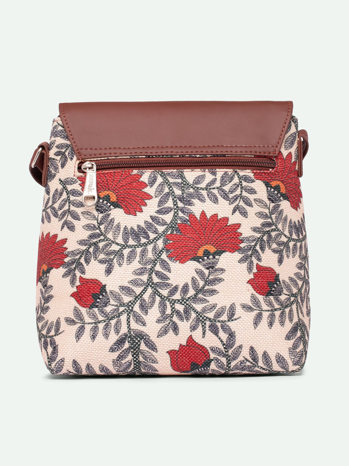 ZOUK Nawabi Couture Floral Printed Women’s Jute Sling Bag | Handcrafted Vegan Leather Multicolor Flap Shoulder Bag