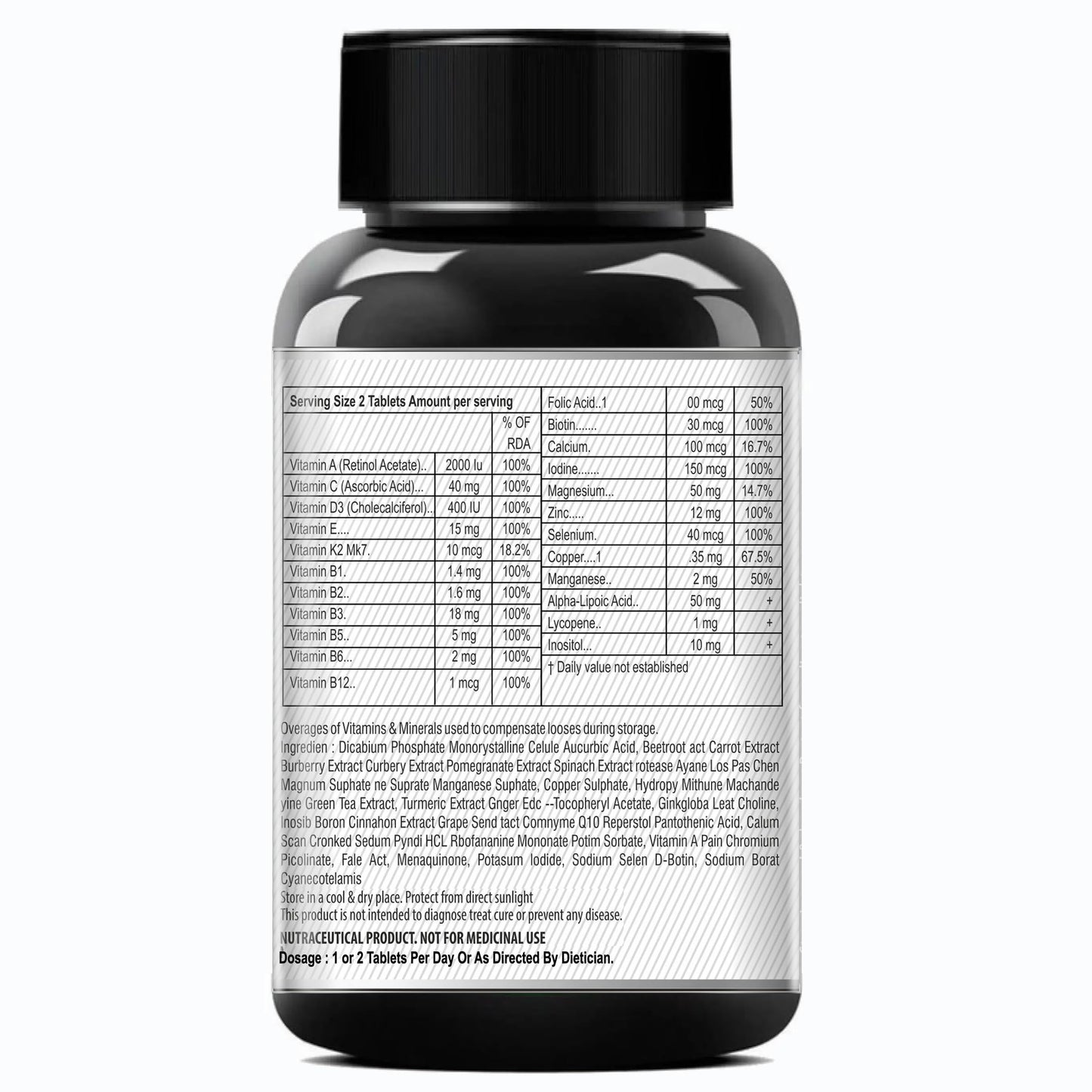 Fourth Gear Daily Multivitamin And Multimineral For Men | 25 Essential Vitamins And Minerals | Supports Immunity, Energy, Bone Health And Wellness | Vegetarian Supplement | 60 Tablets | Pack Of 1