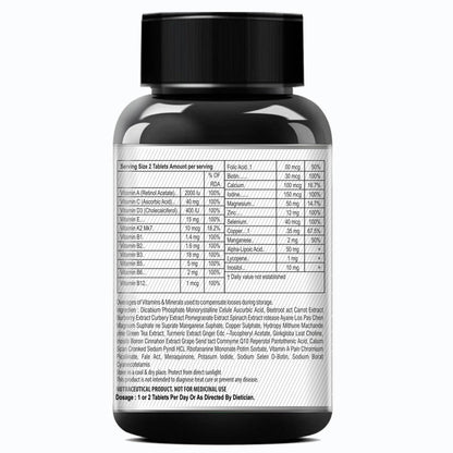 Fourth Gear Daily Multivitamin And Multimineral For Men | 25 Essential Vitamins And Minerals | Supports Immunity, Energy, Bone Health And Wellness | Vegetarian Supplement | 60 Tablets | Pack Of 1