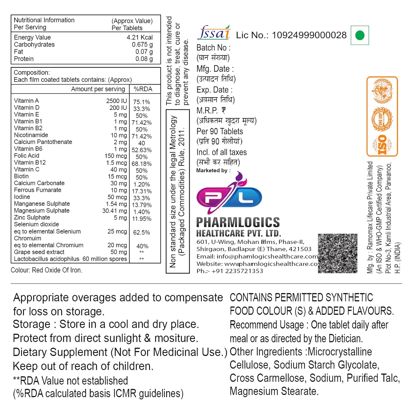 Loginutra Multivitamin Tablets for Women with Lactobacillus, Vitamin D3, Grape Seed Extract, Chromium, Biotin, Zinc & Antioxidants – Daily Immunity, Energy & Skin Health Support - 90 Veg Tablets