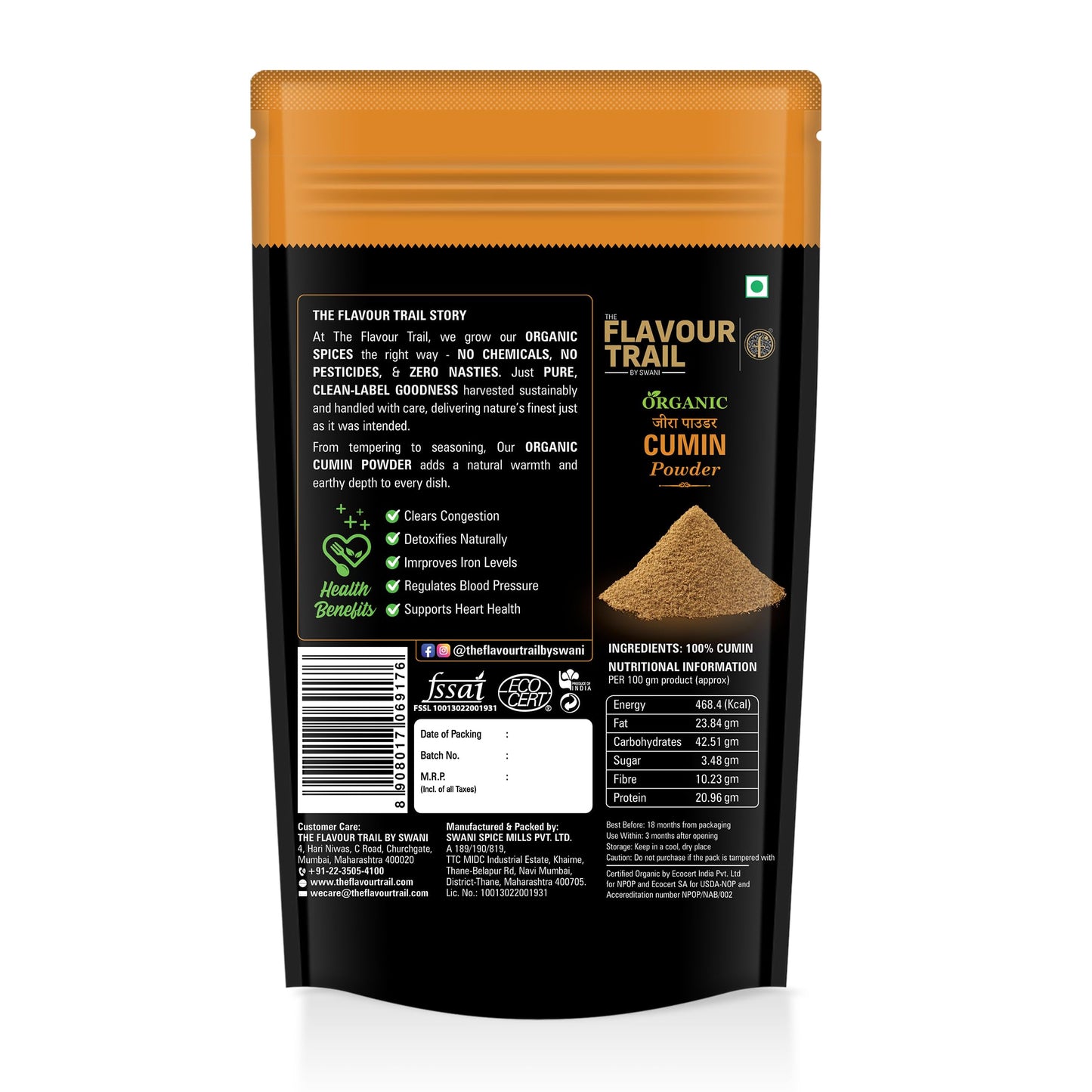 The Flavour Trail - Organic Cumin Powder/Jeera Powder/Jeera Masala, 100 gm| Organically Farmed | Hygienically Processed | Pesticide-Free