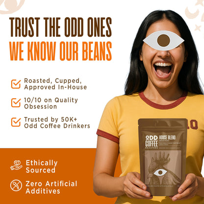 ODD COFFEE ROASTERS House Blend 60% Arabica 40% Robusta Roasted Coffee Powder 250 Gram Medium Roast | AAA Grade Specialty Beans | Chocolaty Nutty | Single Origin Ground Coffee Powder for Cold Brew