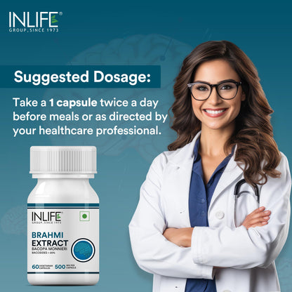 INLIFE Brahmi Capsules 500mg | Bacopa Monnieri Extract | Bacosides > 20- image 7