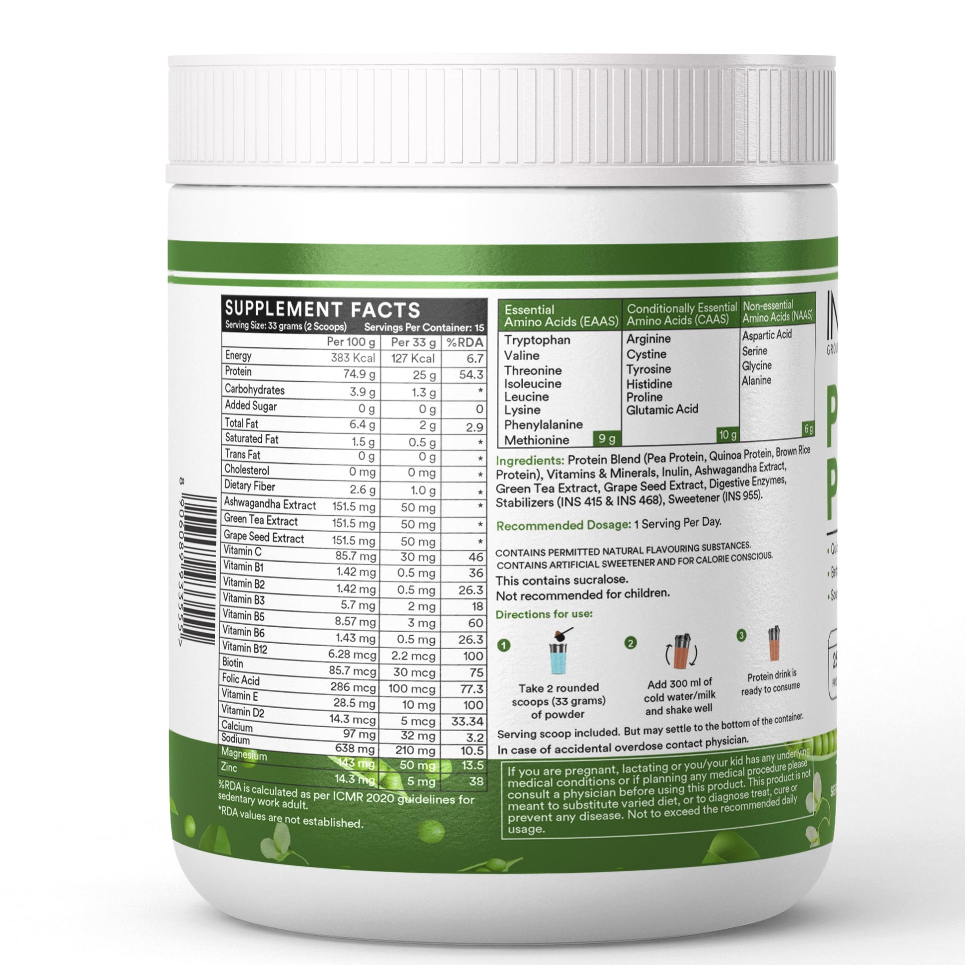 INLIFE Plant Protein Powder - Pea, Quinoa & Brown Rice - 25g Protein -- image 7