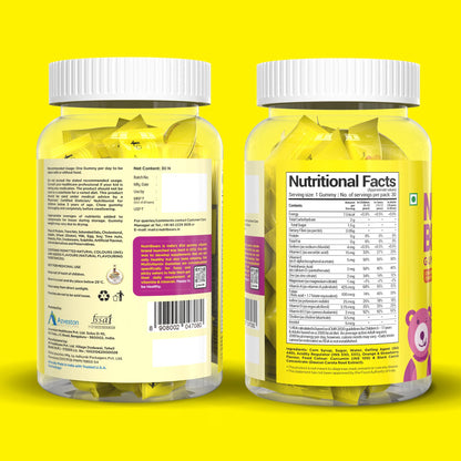 NutriBears Kids Multivitamin + Calcium Gummies Combo | 12 Nutrients + 125mg Tricalcium Phosphate + Vitamin D | Immunity, Growth & Strong Bones | No Artificial Colours | Veg | Age 2-12 | 60 Gummy Bears