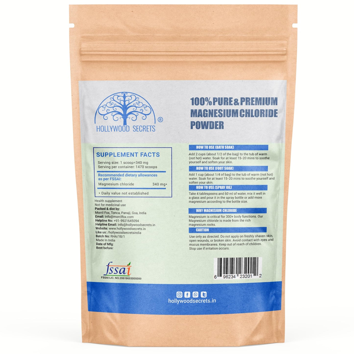 Hollywood Secrets Natural Magnesium Chloride Minerals 500gm