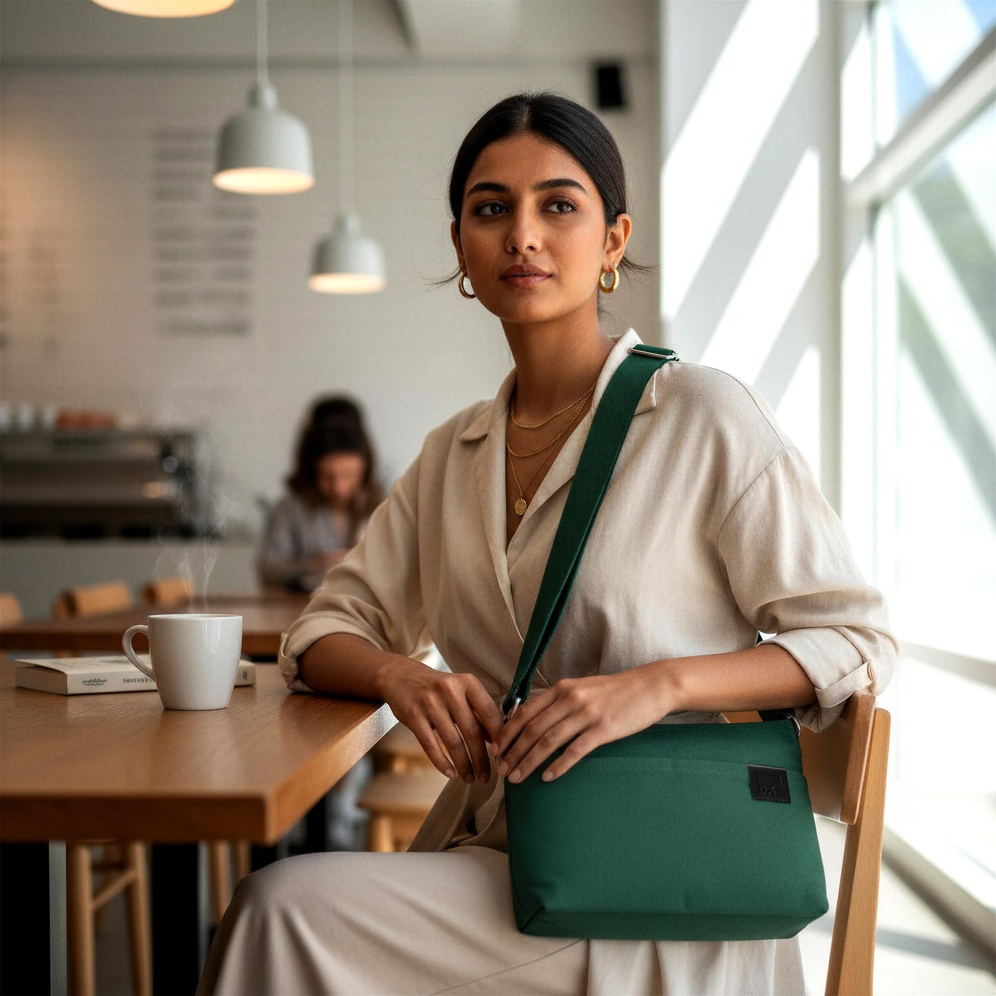 DailyObjects Unisex All Sunday Sling Crossbody Bag| Premium-Quality Solid Canvas Purse With Slip Pockets| Ergonomic Design| Handcrafted| Adjustable Shoulder Strap| Men & Women Essentials| Forest Green