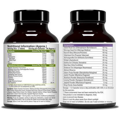 End2End Nutrition Testo-10X and PerformX Natural Testosterone Booster Supplement for Men with Shilajit, Tribulus, Ashwagandha, Safed Musli | Strength, Stamina and Performance (Combo Pack) - 30x2 N