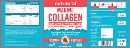 Nutrabud Japanese Marine Collagen Powder Supplement for Women, Men | No Added Sugar | Supports Skin Radiance, Healthy Hair, Nails & Joints | Hydrolyzed Collagen Peptides (Watermelon, 200g)