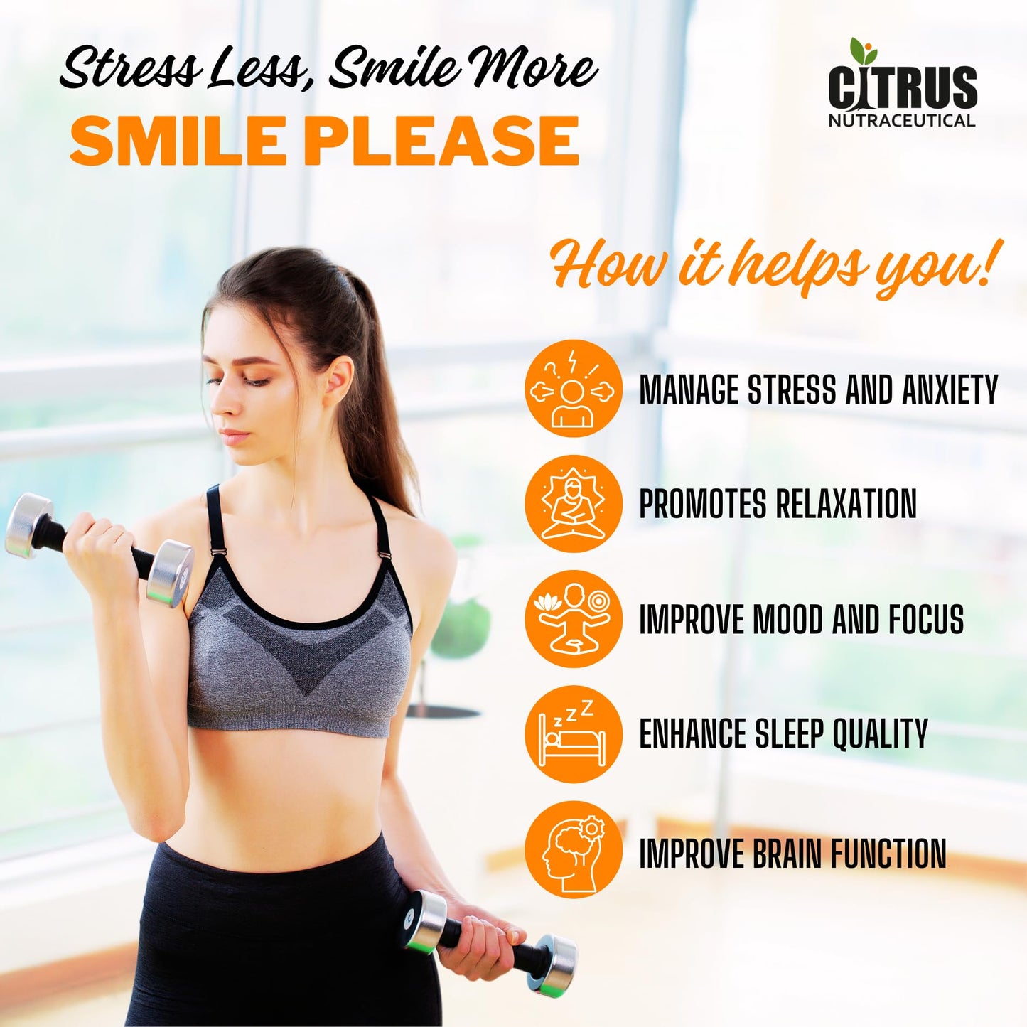CITRUS NUTRACEUTICAL Stress OFF with Ashwagandha, Rhodiola rosea, Passion flower, L- Theanine, GABA and 5- HTP | Supports Mental health Relieve stress Reduce anxiety- 120 Capsules (Pack of 2)