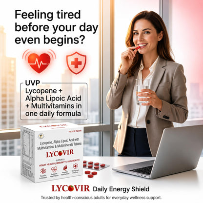 Virgo Healthcare Lycovir Lycopene & Essential Vitamins Tablets | Antioxidant Supplement with Lycopene, Multivitamins | Daily Nutritional Support, Immune Health & General Wellness | 5 x 10 Tablets