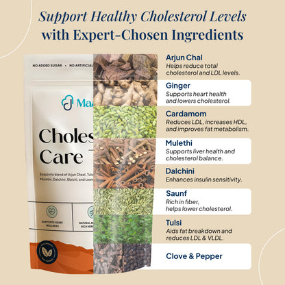 Maadico Cholesterol Care Tea, 100 Gms | Natural Ayurvedic Herbal Blend for Heart Health, Detox & Daily Wellness | Health & Liver Support | No Added Sugar & Artificial Flavours