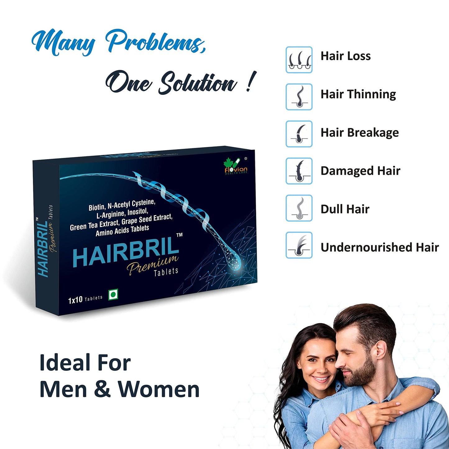 HAIRBRIL Healthy Hair Supplement 30 Tablets (Pack Of 3), 0.07 Kilograms