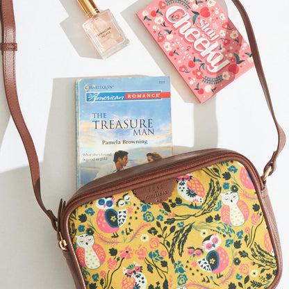 TEAL BY CHUMBAK Women's Sling Bag, Printed Canvas Crossbody Bag with PU Accents, Lightweight and Stylish Shoulder Bag with Zipper Closure for College, Office, Travel and Daily Use