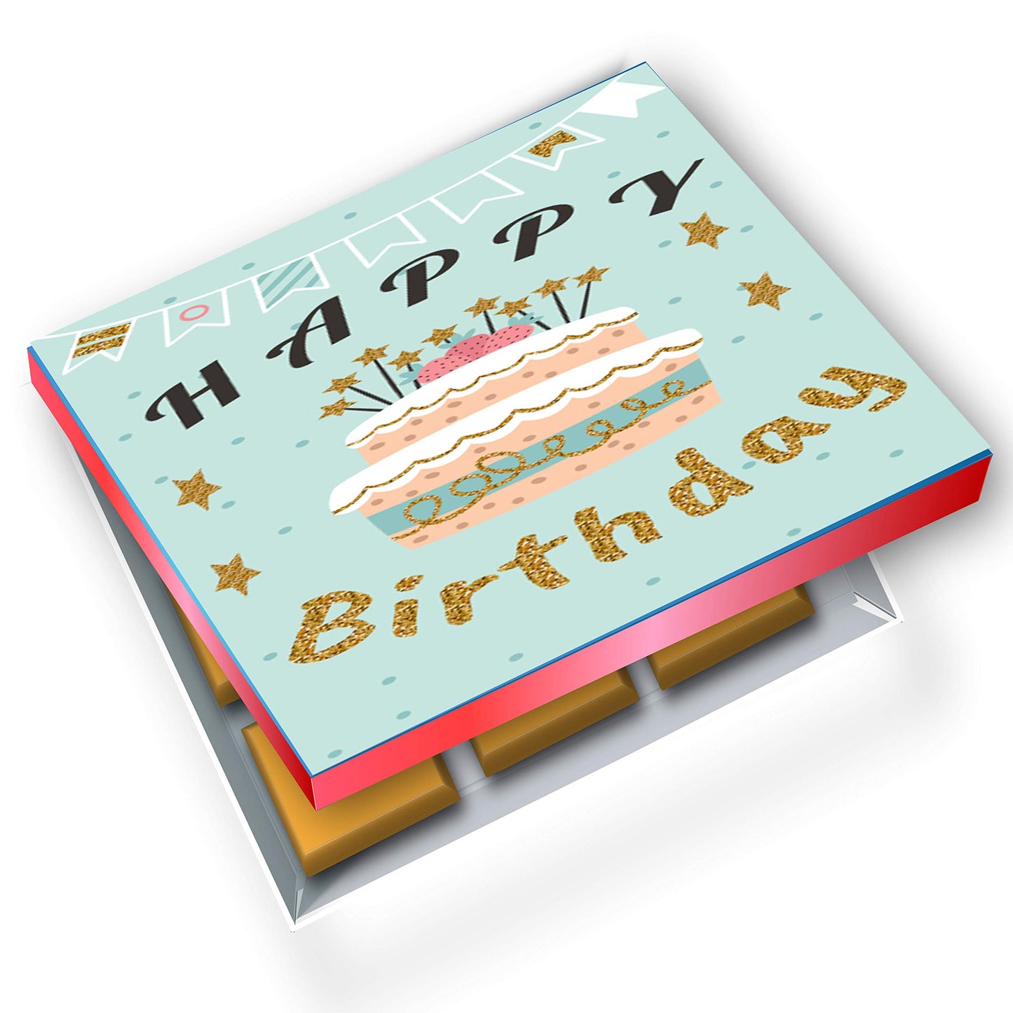 Redbakers.in Happy Birthday Glitter Chocolate Gift Box & Greeting Card Combo Gift Pack - 450 Gm