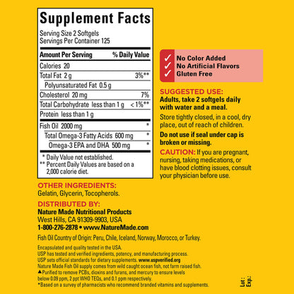 Nature Made Fish Oil 1000 Mg Softgels 250-Count