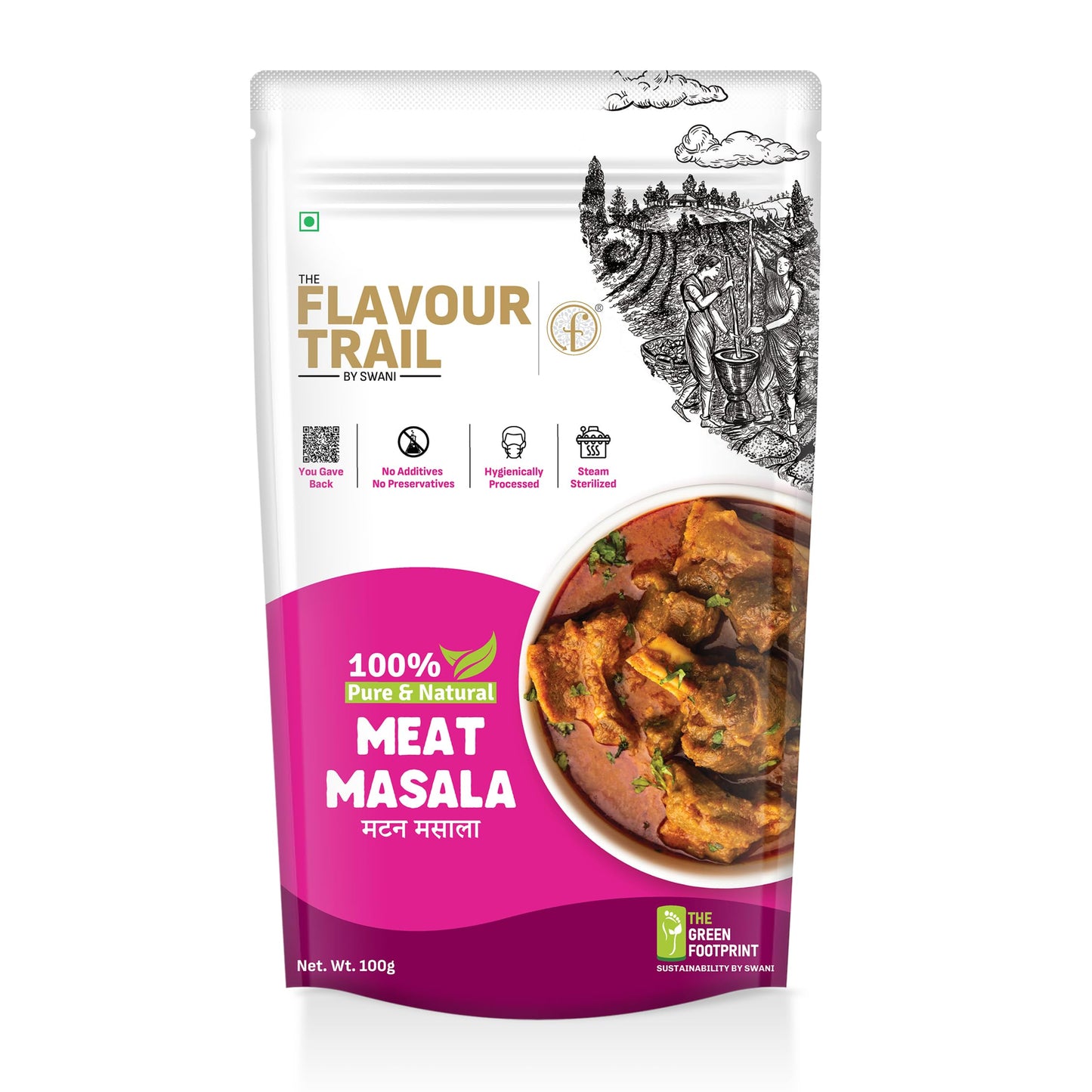 The Flavour Trail Pure & Natural Meat Masala |Bold & Fragrant Spice Mix for Curries, Gravies & Kebabs | No Nasties, Just Pure Flavours! 100g