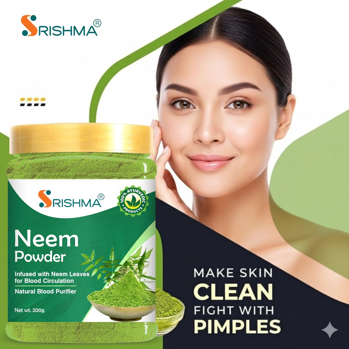 Srishma Neem Powder for Eating | Face Pack | Diabetes | Drink | Fever | Liver (200 g)