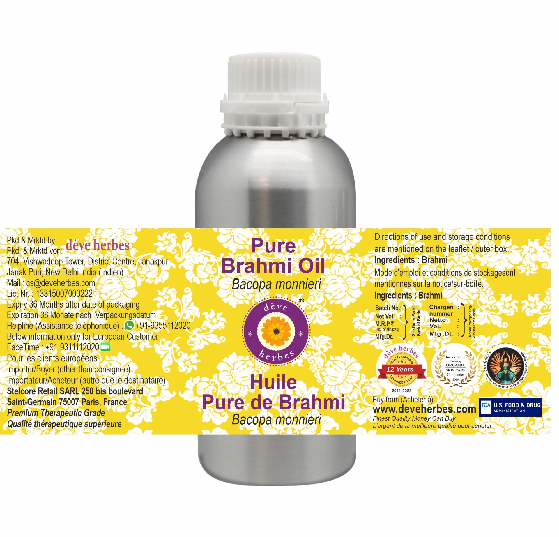 Deve Herbes Pure Brahmi Oil (Bacopa monnieri) Natural Therapeutic Grade- image 8