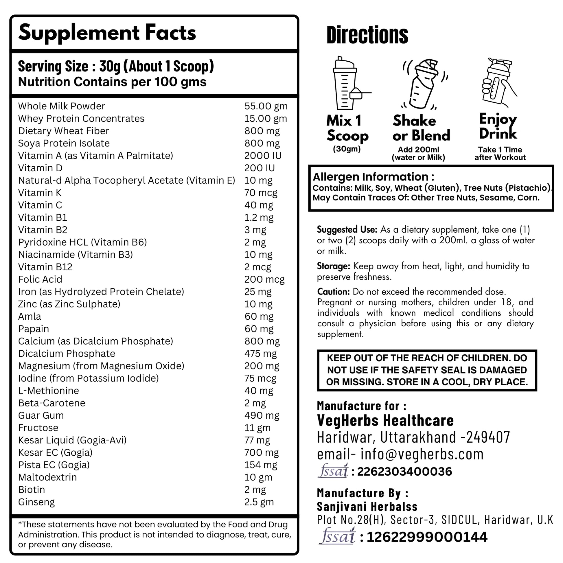 VegHerbs Original Height Veda Supreme Formula Powder 400gm with Double- image 4