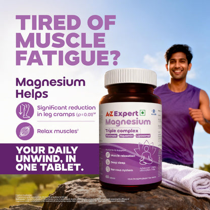 A to Z Expert Magnesium Triple Complex with 440 mg Elemental Magnesium | Liposomal Oxide, Glycinate & Aquamin| Supports Sleep, Stress Relief, Muscle Recovery & Energy | High Absorption | 60 Tablets