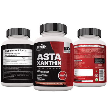 Zenith Nutrition Astaxanthin 4mg 60 capsules | Super Antioxidant | Supports Healthy Skin & Eyes | Enhances immunity