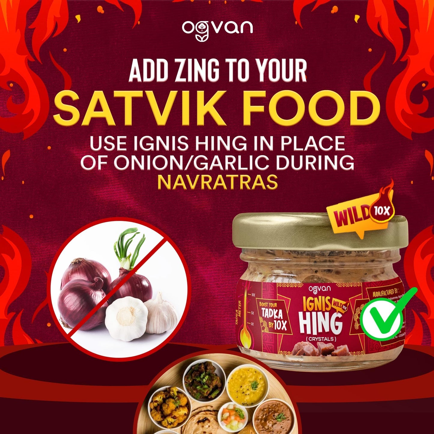 Ogvan Ignis 100% Pure Hing Granules Wild 10g| Strongest Pure Asafoetida| Lab tested Premium Hing from Hathras| Gluten-Free| No Atta| No Maida| Chemical-Free| Organic | Fresh Tazaki Nukra