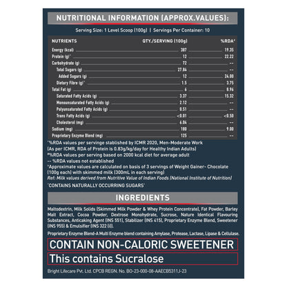 MuscleBlaze Weight Gainer with Added Digezyme (Chocolate, 1kg / 2.2lbs,- image 6