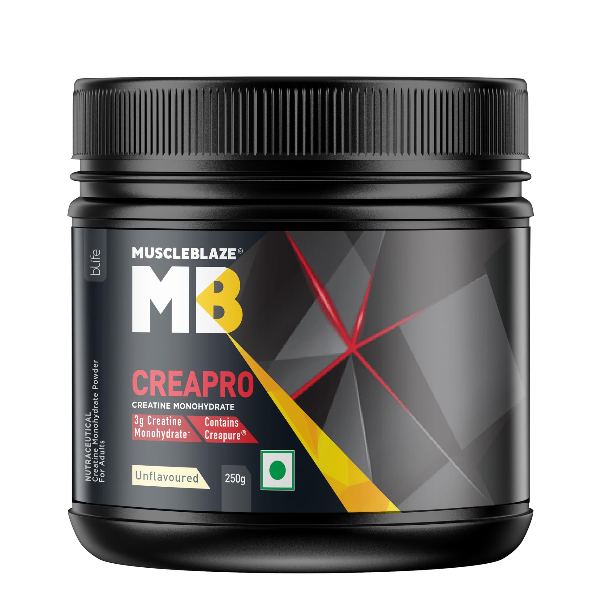 MuscleBlaze Creapro Creatine Monohydrate Powder 250 Gram (Unflavoured, 83 Servin