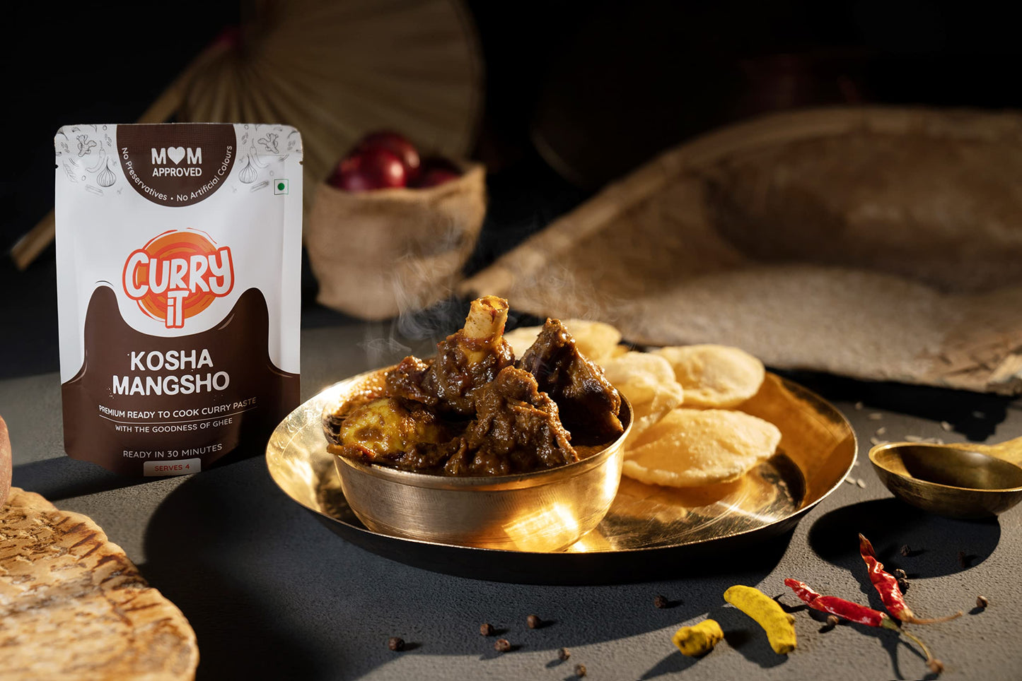 CURRYiT Calcutta Kosha Mangsho Curry Paste 250g | Ready to Cook in 15 mins | Serves 4-6 | Just add Fresh Mutton, Meat, Fish | Goodness of Ghee | No Preservatives | Eat with Chawal Roti | Indian Masala Gravy