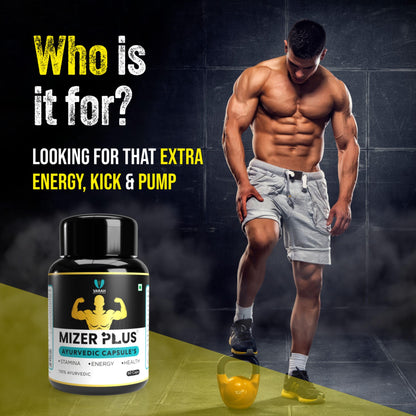 Varah Mizer Plus 60 Capsules | Supports Energy, Vitality, Stamina, Strength, and Muscle Growth with Natural Herbal Extracts for Daily Wellness and Active Lifestyle | Ayurvedic Formula for Men