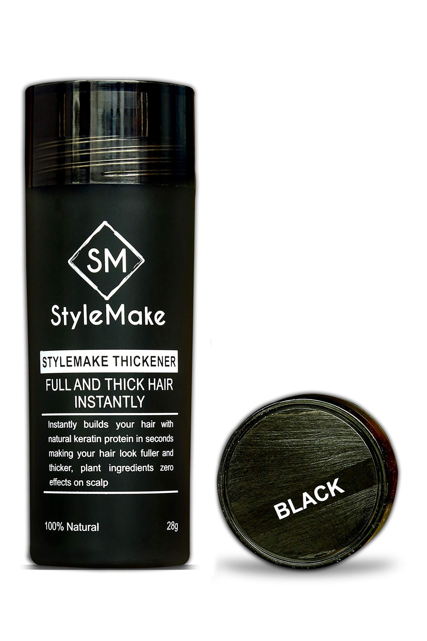 STYLEMAKE Thickener Hair Loss Concealer | Transform Thin, And Fine Hair With Hair Building Fibre | Hair Building Fibers For Men And Women (Black) | Completely Undetectable, 28 Grams