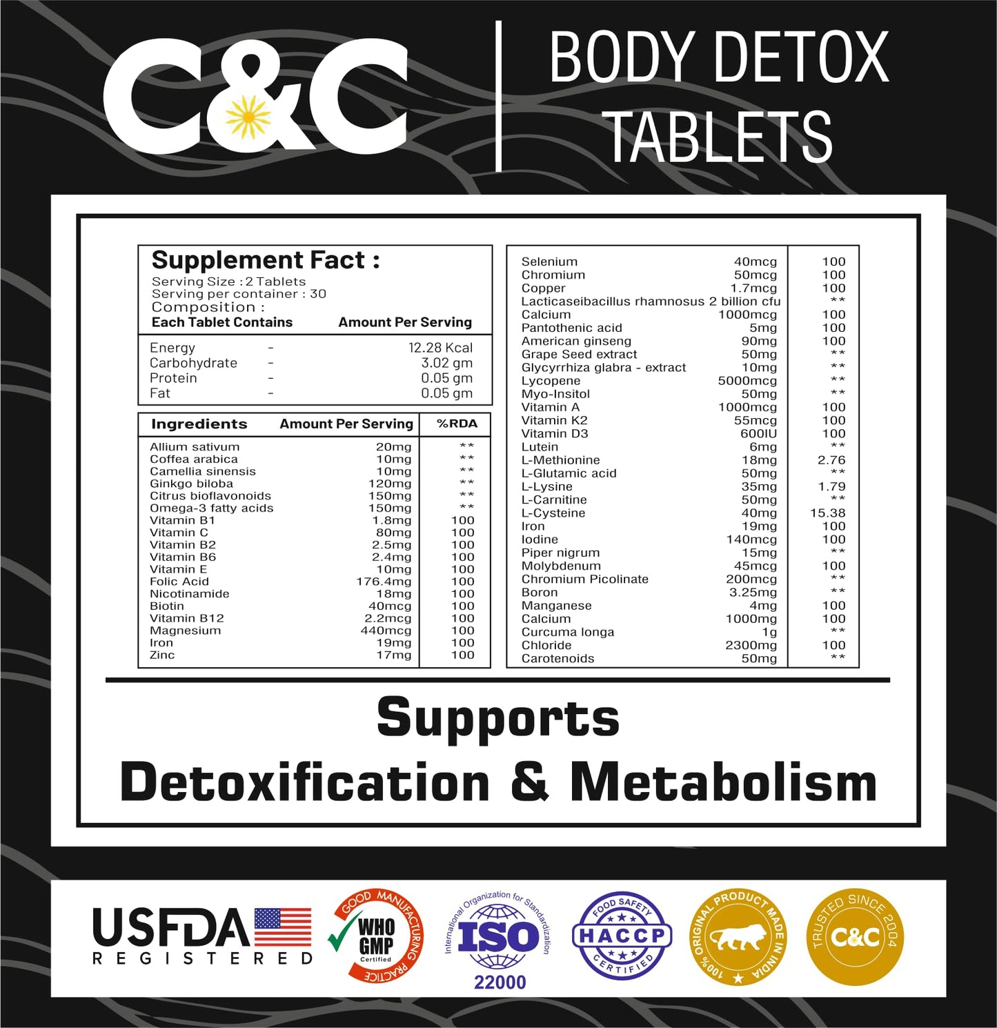 ORGAYUSH Body Detox Tablets for Daily Wellness – Herbal Supplement for Digestive Support, Liver Function, Immunity & Metabolism Support with Antioxidants (Pack of 1)